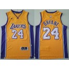 Men's Los Angeles Lakers #24 Kobe Bryant Yellow Adidas Swingman Jersey