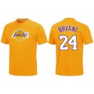 Men's Los Angeles Lakers #24 Kobe Bryant Yellow Printed T Shirt 13160