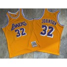 Men's Los Angeles Lakers #32 Magic Johnson Yellow 1984 Throwback Authentic Jersey
