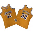 Men's Los Angeles Lakers #32 Magic Johnson Yellow 1984 Throwback Swingman Jersey