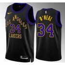 Men's Los Angeles Lakers #34 Shaquille O'Neal Black 2023 City Icon Heat Press Jersey