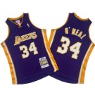 Men's Los Angeles Lakers #34 Shaquille O'Neal Purple 1999 Throwback Swingman Jersey