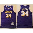 Men's Los Angeles Lakers #34 Shaquille O'Neal Purple Hollywood Classic Throwback Swingman Jersey