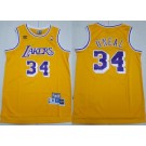 Men's Los Angeles Lakers #34 Shaquille O'Neal Yellow Hollywood Classics Swingman Jersey