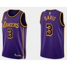 Men's Los Angeles Lakers #3 Anthony Davis Purple 2022 Icon Hot Press Jersey