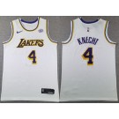 Men's Los Angeles Lakers #4 Dalton Knecht White Sponsor Swingman Jersey