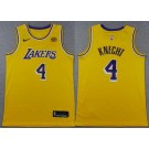 Men's Los Angeles Lakers #4 Dalton Knecht Yellow Sponsor Swingman Jersey