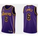 Men's Los Angeles Lakers #6 LeBron James Purple 2022 Statement Icon Hot Press Jersey
