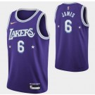 Men's Los Angeles Lakers #6 LeBron James Purple City Diamond 75th Icon Hot Press Jersey