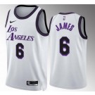 Men's Los Angeles Lakers #6 LeBron James White 2022 City Hot Press Jersey
