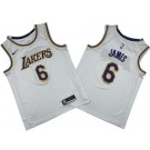 Men's Los Angeles Lakers #6 LeBron James White Icon Swingman Jersey