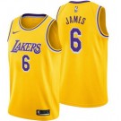 Men's Los Angeles Lakers #6 LeBron James Yellow Icon Hot Press Jersey