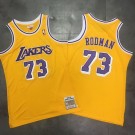 Men's Los Angeles Lakers #73 Dennis Rodman Yellow 1998 Throwback Authentic Jersey