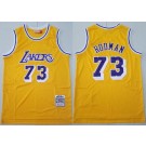 Men's Los Angeles Lakers #73 Dennis Rodman Yellow 1998 Throwback Swingman Jersey