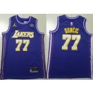 Men's Los Angeles Lakers #77 Luka Doncic Purple 2025 Statement Sponsor Swingman Jersey