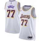 Men's Los Angeles Lakers #77 Luka Doncic White Heat Press Jersey