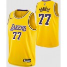 Men's Los Angeles Lakers #77 Luka Doncic Yellow Heat Press Jersey