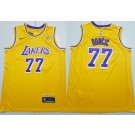 Men's Los Angeles Lakers #77 Luka Doncic Yellow Sponsor Swingman Jersey