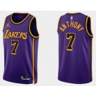 Men's Los Angeles Lakers #7 Carmelo Anthony Purple 2022 Statement Icon Hot Press Jersey