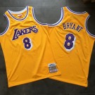 Men's Los Angeles Lakers #8 Kobe Bryant Yellow 1996 Throwback Authentic Jersey