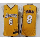 Men's Los Angeles Lakers #8 Kobe Bryant Yellow Retire Limited Swingman Jersey