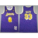 Men's Los Angeles Lakers #93 Bape Purple 1996 Swingman Jersey