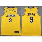 Men's Los Angeles Lakers #9 Bronny James Yellow Sponsor Swingman Jersey