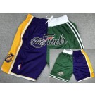 Men's Los Angeles Lakers Boston Celtics Purple Green 2008 Finals Just Don Swingman Shorts