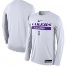 Men's Los Angeles Lakers White 2022 Legend On Court Practice Performance Long Sleeve T Shirt
