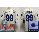 Men's Los Angeles Rams #99 Aaron Donald Limited Bone C Patch 2022 Super Bowl LVI Vapor Jersey