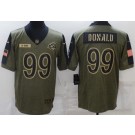 Men's Los Angeles Rams #99 Aaron Donald Limited Olive 2021 Salute To Service Jersey