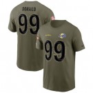 Men's Los Angeles Rams #99 Aaron Donald Royal Olive 2022 Salute To Service T Shirt