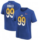 Men's Los Angeles Rams #99 Aaron Donald Royal Super Bowl LVI Bound T-Shirt