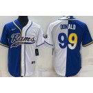 Men's Los Angeles Rams #99 Aaron Donald Royal White Split Baseball Jersey