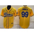 Men's Los Angeles Rams #99 Aaron Donald Yellow Baseball Jersey
