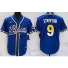 Men's Los Angeles Rams #9 Matthew Stafford Blue Baseball Jersey