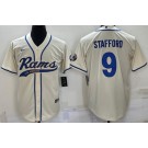 Men's Los Angeles Rams #9 Matthew Stafford Bone Baseball Jersey