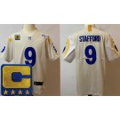 Men's Los Angeles Rams #9 Matthew Stafford Limited Bone C Patch Vapor Jersey