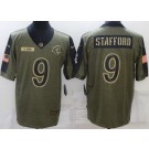Men's Los Angeles Rams #9 Matthew Stafford Limited Olive 2021 Salute To Service Jersey