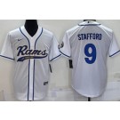 Men's Los Angeles Rams #9 Matthew Stafford White Baseball Jersey