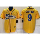 Men's Los Angeles Rams #9 Matthew Stafford Yellow Baseball Jersey
