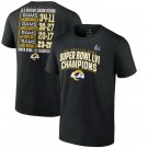 Men's Los Angeles Rams Black Super Bowl LVI Champions Schedule T-Shirt
