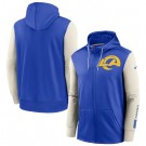 Men's Los Angeles Rams Blue Cream Fan Gear Mascot Performance Full Zip Hoodie