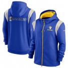 Men's Los Angeles Rams Blue Gray Performance Sideline Lockup Full Zip Hoodie