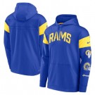Men's Los Angeles Rams Blue Sideline Arch Jersey Performance Pullover Hoodie