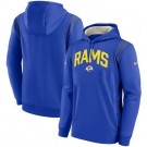 Men's Los Angeles Rams Blue Sideline Athletic Stack Performance Pullover Hoodie