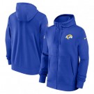 Men's Los Angeles Rams Blue Sideline Club Performance Full Zip Hoodie