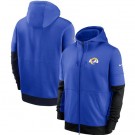 Men's Los Angeles Rams Blue Sideline Impact Lockup Performance Full Zip Pullover Hoodie