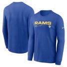 Men's Los Angeles Rams Blue Sideline Infograph Lock Up Performance Long Sleeve T Shirt