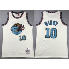 Men's Memphis Grizzlies #10 Mike Bibby Cream Chainstitch Throwback Swingman Jersey